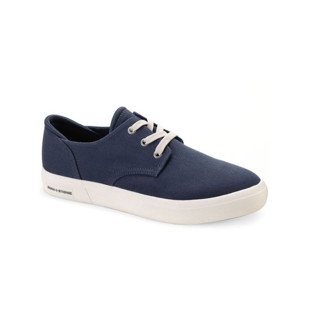 SUN STONE Mens Navy Cushioned Kiva Round Toe Lace-Up Sneakers Shoes 11 M